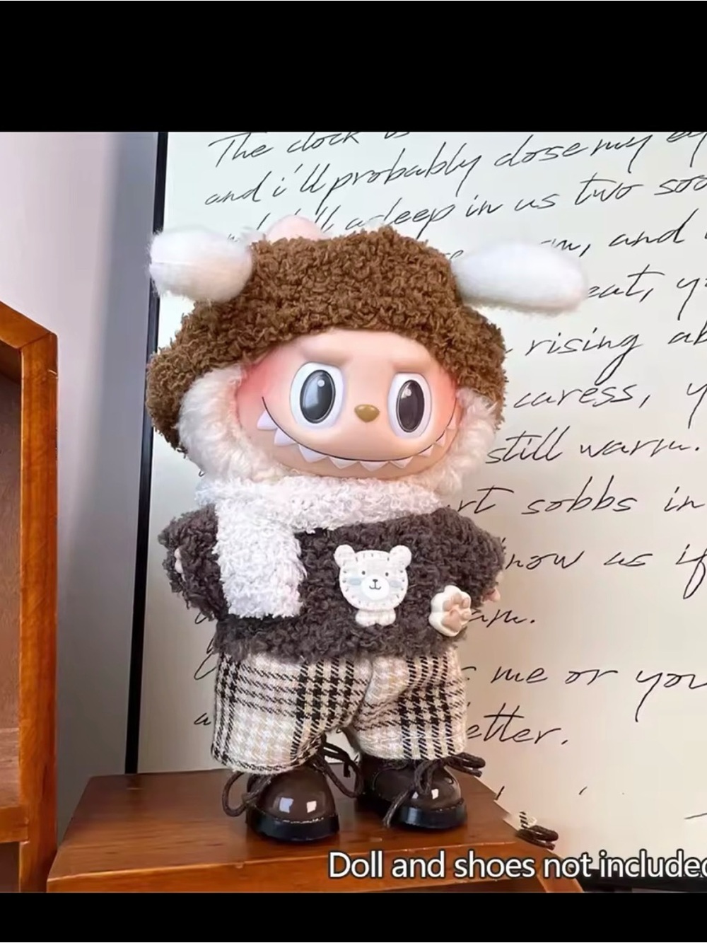 No Doll or Shoes!! Brown Lamb Hat with Fluffy Ears - Cozy Brown & Cream!